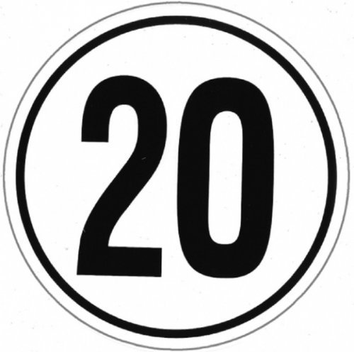 Geschwindigkeitsaufkleber 20 km/h, Ø 200 mm, Deutschland