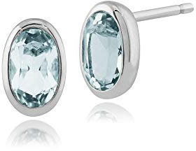 Gemondo Aquamarin Ohrringe, 9 Karat Weiss Gold 0.46ct ct Aquamarin oval gerahmt Ohrstecker