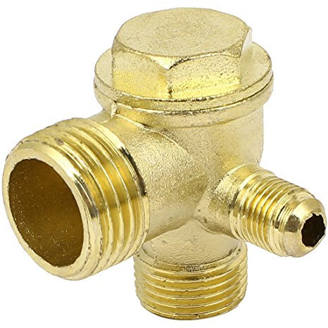 sourcing map Clapet Anti-retour de Compresseur d᾿Air 1/2 BSP x 3/8 BSP x 1/8 BSP Filetage Mâle (20,5mm x 16mm x 10mm) Valve Pneumatique à Sens Unique