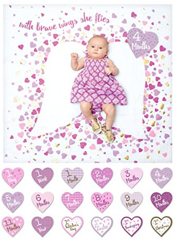 Wraps Baby l2-lj584 Kit First Year Deluxe, Blanket + 18 Cards, with Brave Wings She Flies