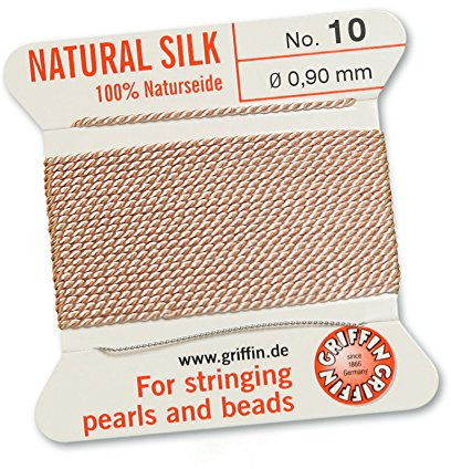 Light Pink Size 10 Silk, 0.9mm Dia 2M Card with built-in needle
