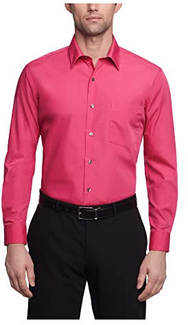 Van Heusen - Camisa de Vestir para Hombre (Popelina), Color Liso - Rosa - 46 cm Cuello 86/89 cm Manga (XXL)