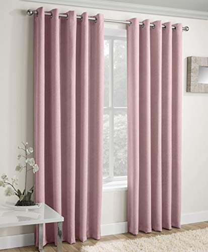 Enhanced Living Vogue Blush Pink 90 x 72 inch (229x183cm) Eyelet Thermal Noise Reducing Dim Out Curtains for Bedroom and Living Room
