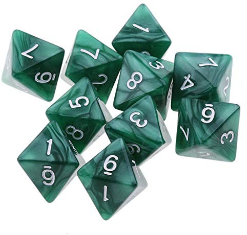 Tenlacum 10 dadi poliedrici D8 a 8 facce, per giochi di ruolo come dungeons and dragons, idea regalo (verde)