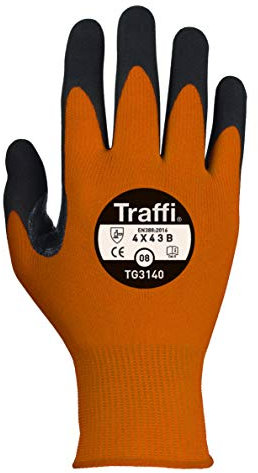Traffi TG3140 Microdex Nitrile B BE Aware Glove, Cut Level 3, Amber, 10 Size, Pair, Pack of 10