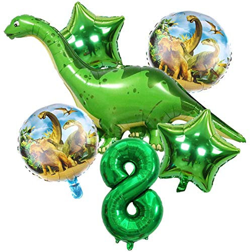 DIWULI Dino Geburtstag Deko 8 Jahre - Dino Luftballons Zahl