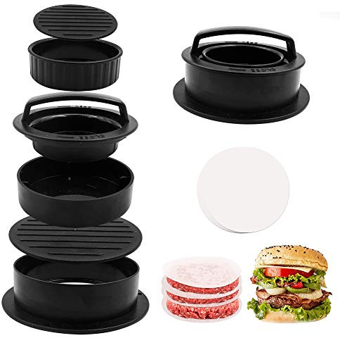 Burger Mold Hamburger Press Patty Maker Different Size Patty Molds, Works Best for Stuffed Burgers Press, Sliders, Regular Beef Burger -100 Wax Papers