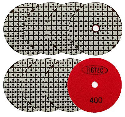 BGTEC 100mm Set di Tamponi Diamantati a Secco 8 pezzi #400 Kit di Tamponi per Granito, Marmo, Pietra, Quarzo, Piastrelle, Bordi del Pavimento in Cemento, Lucidatura del Controsoffitto