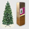 SHATCHI 8Ft/2.4m Pre-Lit Green Christmas Slim Pine Narrow Xmas Tree, Pointed Tips, Metal Stand, Cool White LED Lights, Holiday Home Decorations, 240 cm