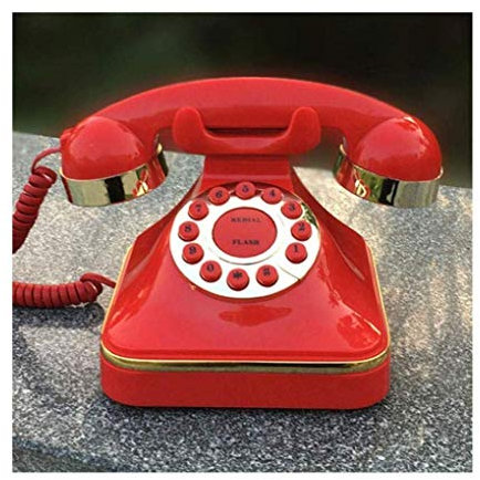Rosso Retro Pulsantiera Telefono Linea Fissa Quadrante E Telefono Fisso con Campanello Tradizionale, Rosso