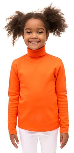 Lilax Girls' Basic Long Sleeve Turtleneck Cotton T-Shirt 12 Orange
