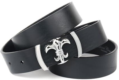 Anthoni Crown Damen Ledergürtel Gürtel, Schwarz, 80