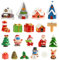 KATELUO 20 Stück Weihnachten Miniatur Ornamente, , Weihnachtsdeko Figuren Harz, Mini Weihnachtsschmuck, Schneemann Weihnachtsbaum Weihnachtsmann Kleine