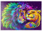 MyPuzzle Künstlerisches, neonfarbener Löwe umarmt Löwin im Stil der Pop-Art - Premium 100 Teile Puzzle - MyPuzzle Sonderkollektion von Puzzle Galaxy