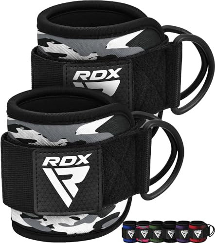 RDX Ankle Straps for Cable Machines – 7MM Neoprene Padded 10x4 Adjustable Gym Cuffs with Dual D-Rings – Weight Attachments for Wrist Glutes Leg Kickbacks Hip Abduction Strength Workouts – Men Women