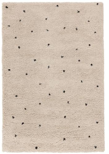 RugVista, Marbella, Kinderzimmer Teppich, 200 x 300 cm, Kinderteppich für Kinder, Spielteppich für Babys, Shaggy handwebstuhl, Maschinell hergestellt, Hochflor, Keine schädlichen Stoffe, Beige