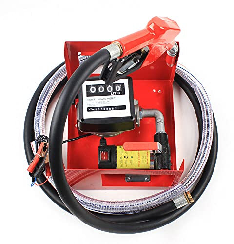 WSIKGHU 175 W Pompa Travaso Gasolio 12V Pompa Diesel, Con Tubo e Contatore, 50 L/Min Pompa Gasolio Elettrice Liquidi Diesel Pompa Gasolio Professionale Per Auto, Camion, Autocisterne