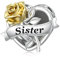 LANBEIDE Sister Charms for Pandora, 925 Sterling Silver Love Heart Beads Charms with Gold Rose for Bracelet Necklace Birthday Present for Women