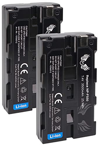 Lot de 2 batteries SK de rechange pour Sony NP-F550 | 3500 mAh – Cellules LG | NP-F530 NP-F570 NP-F750 NP-F770 NP-F960 NP-F980 // Flashs Vidéo Moniteurs de champ