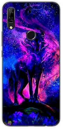 KARTXITAI Cover Compatibile con Huawei P Smart Z Custodia Trasparente Slim in Silicone TPU con Assorbimento degli Urti e Anti-Graffio-lupo