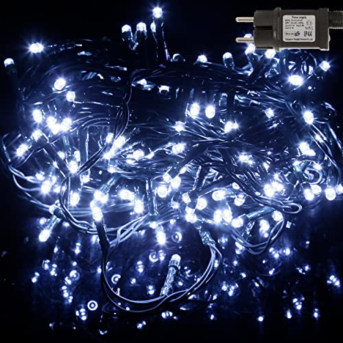 Guirnalda Luces de Árbol de Navidad Cadena de Luces 7M 140 LED (Blanco Frío) Cable Verde y 8 modelos de lluminación Impermeable para Interior y Exterior