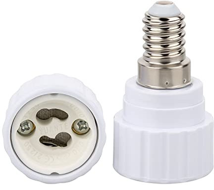ISOLATECH 1Stk E14 Adapterfassung für GU10 Lampenfassung weiß LED Konverter für Energiesparlampen (max.250V/2A) ohne Kabel für den alltäglichen Gebrauch zu Hause, im Garten oder in der Garage