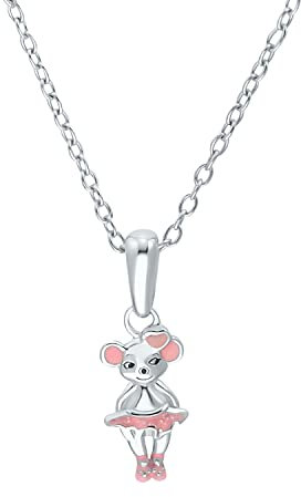 Prinzessin Lillifee Kette mit Anhänger 925 Sterling Silber Mädchen Kinder Halsschmuck, 35+3 cm, Silber, Maus, Kommt in Schmuck Geschenk Box, 2035972