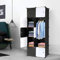 LEADZM Regalsystem, 10 Würfel, Kunststoff-Kleiderschrank mit Türen, Modulares Schranksystem zur platzsparenden Aufbewahrung, 70 x 45 x 175 cm, Schwarze und weiße
