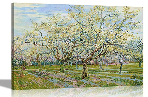 Artley Prints The White Orchard by Vincent Van Gogh Canvas Wall Art l Colourful Framed Pictures l Landscape Artwork for Living Room, Bedroom, OfficeExtra Large 101 x 76cm (40 x 30 inches)