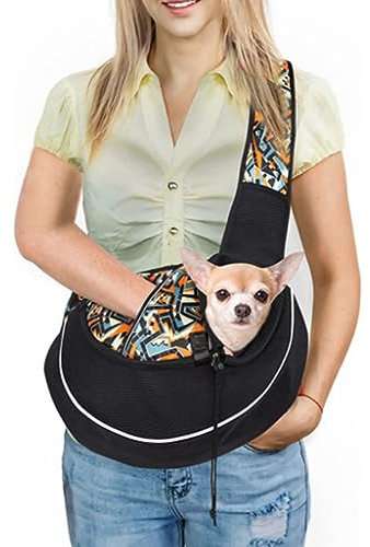 AYIDBE Sac à Bandoulière pour Petit Chien Réglable Sac de Transport de Chien Chat en Maille Respirant Sac de Voyage pour Animaux Mains Libres Porte-bébé de Chiot Portable avec Poche pour Extérieur