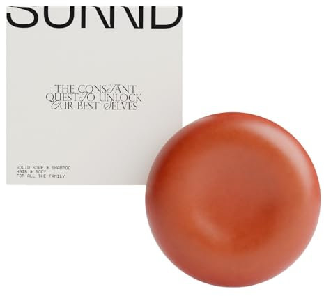 SUNND Shampoo und feste Seife, 2-in-1, nachhaltig, Haar und Körper, frei von Parabenen und Sulfiten, natürliche Inhaltsstoffe, plastikfrei, 95 g