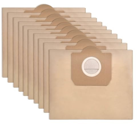 Kinberry Vacuum Cleaner Bags - 10 Paper Filter Bags for Karcher WD3 Series, A2204, A2656, MV1, WD3200, SE4001, WD3300