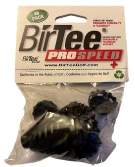 BirTee Golf-Tees – Pro Speed Plus mit Flexibilität und Haltbarkeit, 8 Stück Indoor-Golf-Tees/Golf-Simulator-Tees/Winter-Golftees aus Kunststoff (schwarz)