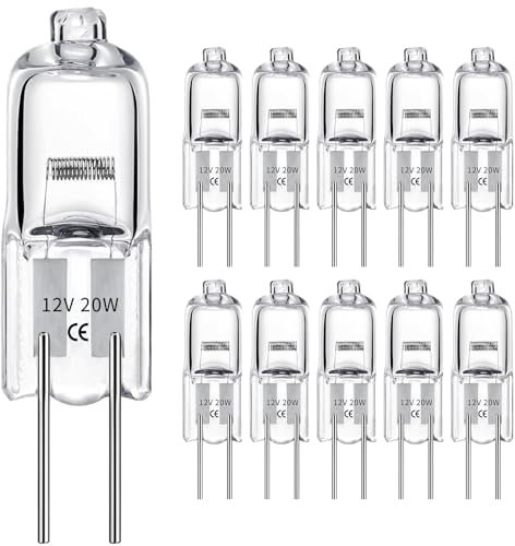 g4 halogen,G4 Halogen Leuchtmittel 10er Pack , Halogenlampen 2800k, Halogen 12V 20W, G4 20 Watt, G4 Glühbirne Warmweiß