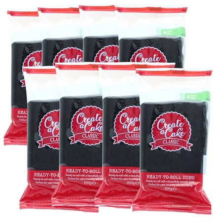 Create A Cake Ready To Roll Icing | Black Fondant Icing | Palm Free Sugar Paste For Cake Decorating, Cupcakes, Cookies, Cakes - 1600g