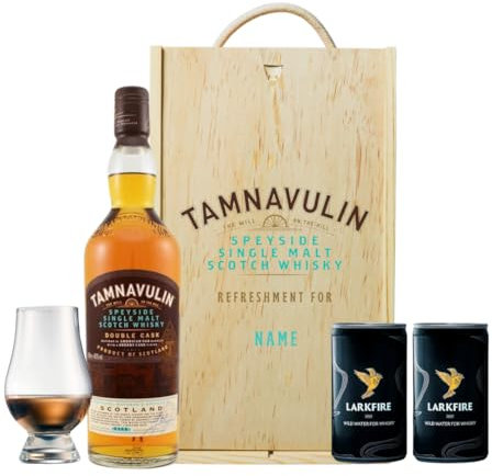 Personalised Tamnavulin Single Malt Whisky Gift Set – 70cl Bottle (40% ABV) in Luxury Wooden Box with Glencairn Glass – Birthday Gifts for Men, Whisky Gifts for Him, Dad Gifts, Premium Alcohol Present