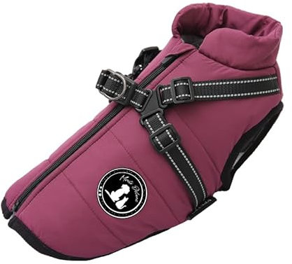 Hundejacke Winterweste Jacken Hundemantel Hundepullover Haustier Skifahren Kostüm Ärmellose Baumwolle Gepolsterte Weste Mit Brustgurt Gurt (Lila, L)