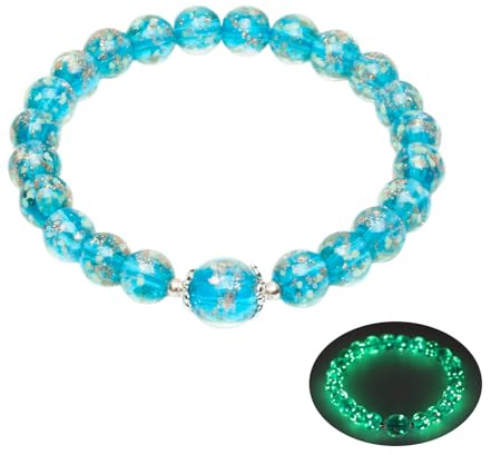 AROUROUA Bracelet de perles lucioles en verre pour femme - Bracelet de perles lumineuses en verre sirène - Anti-anxiété - Énergie de guérison | Bracelet de perles lumineuses pour femme - Bracelet sirène en verre - Anti-anxiété - Énergie de guérison