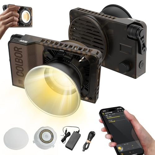 COLBOR W100 Luz de Video LED de Bolsillo 100W Luz de Relleno para fotografía 2700K-6500K Control de aplicación Regulable para Vlog Transmisión en Vivo Grabación de Video