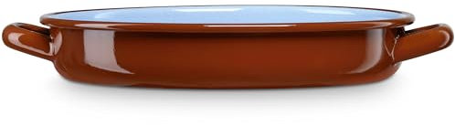 briebe Cacerola Baja Inducción 34 cm, Cazuela 4 L Fuente Acero Esmaltado Vitrificado, Apta Vitrocerámica, Fuego, Gas, Horno, Restaurantes/Hogar, Terra Vintage Marrón Teja