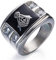 Ringverzierungen, ausgefallener Freimaurer-Musterring für Männer, gotischer Vintage-Freimaurer-Diamantbesatz-Edelstahlring, Silber, 9