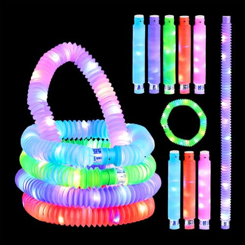 Relaxdays Leuchtstäbe, 15 LED Knicklichter, 3 Effekte, ausziehbare Blinkstäbe bis 63 cm, Partydeko, Kunststoff, bunt