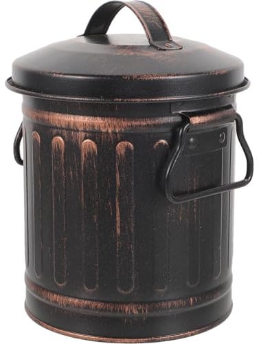 Happyyami Ash Bucket Lid Handle Bin for BBQ Fireplace Fire Pits High-Temperature Resistant Design for Use Vintage Multifunctional Storage