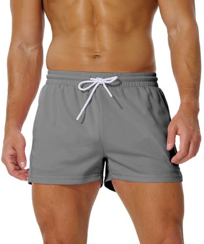 AIMPACT Sporthose Herren Kurz 3 Inch Mesh Basketball Shorts Herren Atmungsaktive Jogginghose Kurz Tennishose mit Taschen (Dunkelgrau-M)