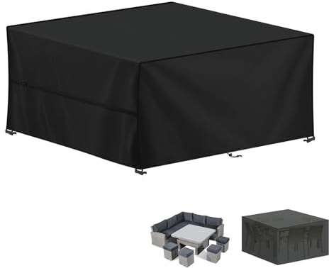 LAMUNI Gartenmöbel Abdeckung Wasserdicht Outdoor Tischabdeckung Winterfest Abdeckplane Gartenmöbel, 420D Oxford Tisch Abdeckhaube Schutzhülle für Gartentisch Sitzgruppe, Rechteckig, 150x130x75cm