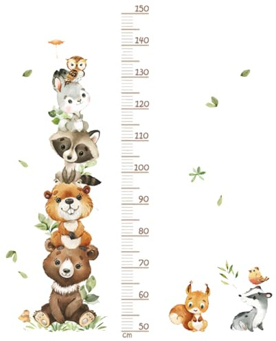1 Satz Kinder-Wandaufkleber Mit Kleiner Tierhöhe, Niedliche Wandaufkleber Mit Messlatte Für Kinder, Geeignet Für Kinder Und Kleinkinder Zum Messen Der Körpergröße