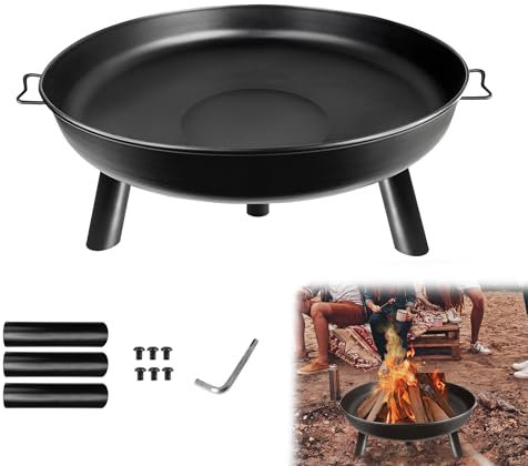 Suusolny Feuerschale ∅80cm Montierbar Gusseisen-Metall Runde Feuerschalen für den Garten Terrasse feuerkörbe mit Griffen Große Feuerschale Feuerkorb Feuerstelle