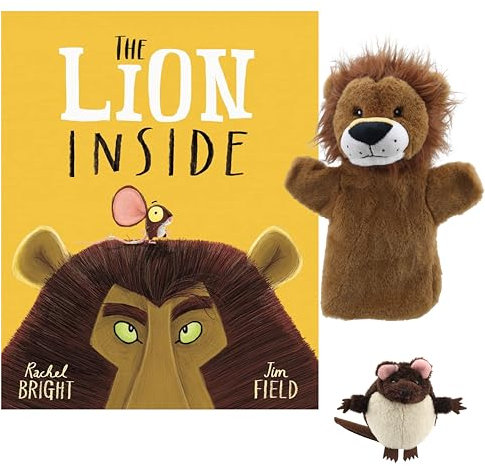 The Lion Inside Book & Puppet Set, Featuring Rachel Bright’s Beloved Story, Includes Lion Hand Puppet & Mouse Finger Puppet by The Puppet Company, Perfect for Storytelling & Interactive Play