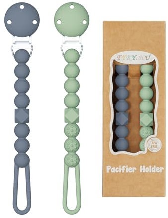 TYRY.HU Attache Sucette Silicone Clips Attache-Tétine en une pièce Anneau de Dentition pour Garçons et Filles Bébé Tétines En Silicone 2 Pièces De Haute Qualité Sans BPA