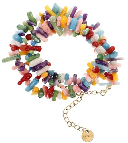 Holibanna Strandkorallenkette Boho Perlenkette klobiger Schmuck Sommer Halskette für Frauen